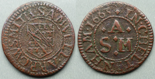 Cheltenham, Samuell Arrowsmith 1663 farthing Cheltenham, Samuell Arrowsmith 1663 farthing